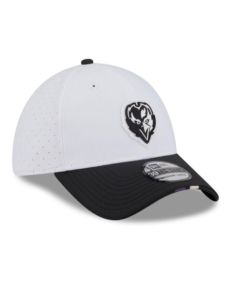 Men's White/Black Baltimore Ravens 2025 NFL Training Camp 39THIRTY Flex Hat