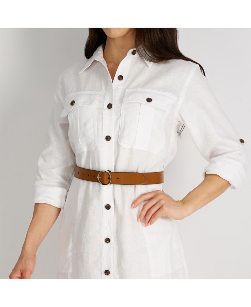 Women's Two-In-One Center Bar Reversible Genuine Leather Belt