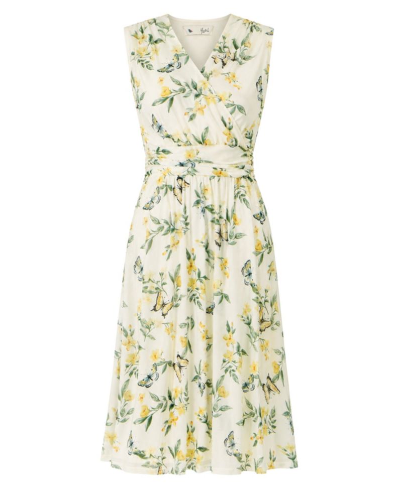 Women's Floral Print Mesh Stretch Midi Dress