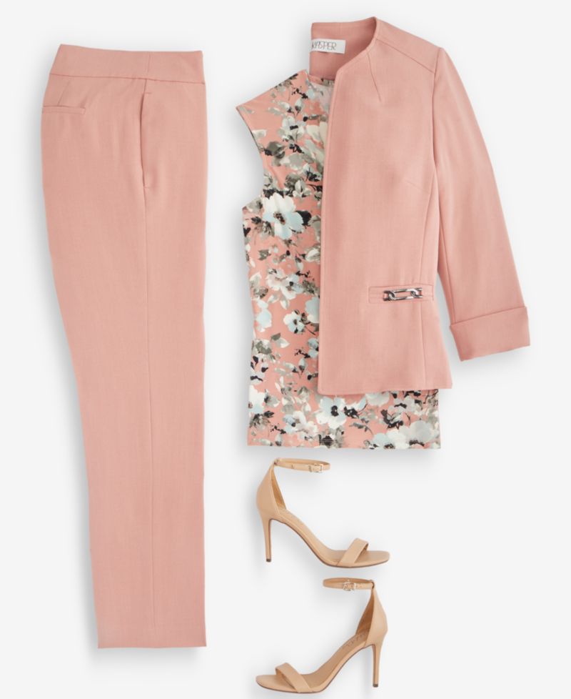 Women's Cuffed 3/4-Sleeve Collarless Blazer
