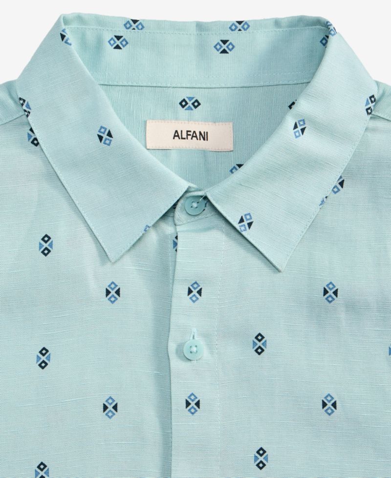 Men's Spaced Geometric Long-Sleeve Woven Shirt