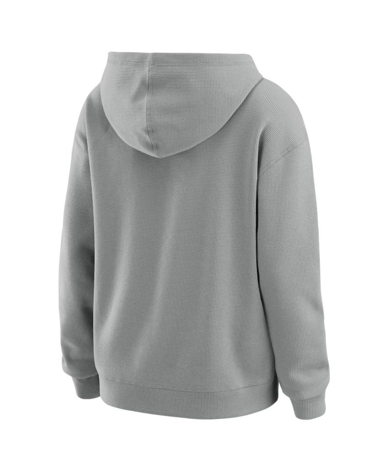 Women's Gray New York Yankees Waffle-Knit Long-Sleeve Hoodie & Lounge Pant Set