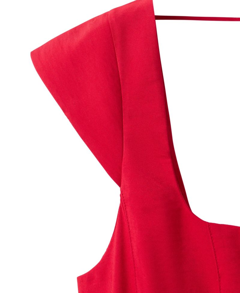 Women's Bow Back Square Neck Viscose-Blend A-Line Midi Dress