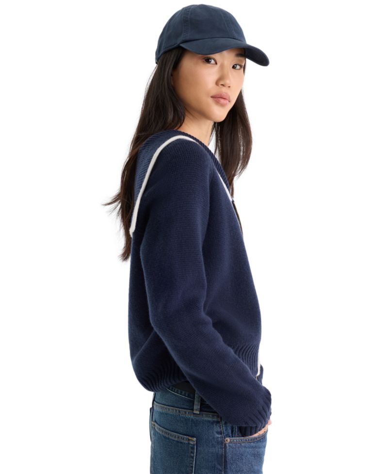 Women's Knit Sailor Zip-Up Sweater