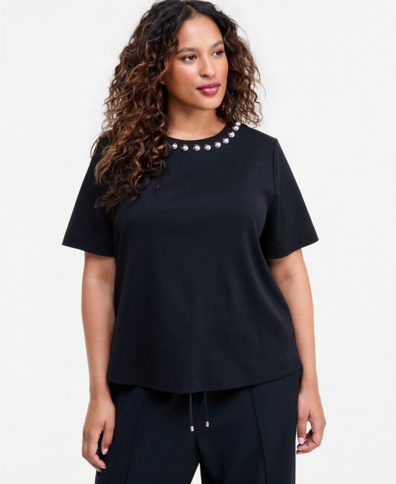 Plus Size Embellished Boxy T-Shirt