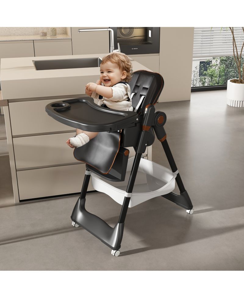 Adjustable Baby High Chair - Portable Feeding Seat (Black)