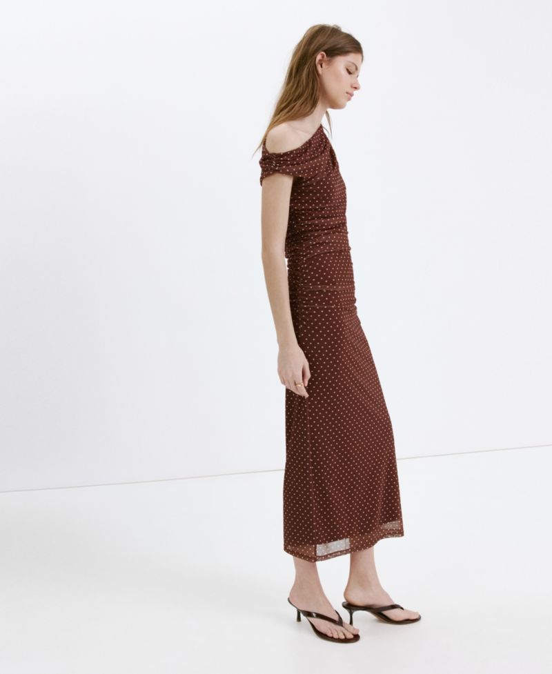 Women's Fitted Polka-Dot Midi Dress