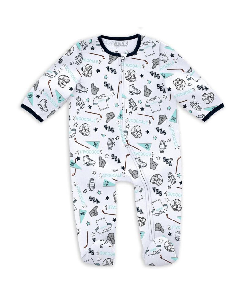 Baby Boys and Girls 2-Piece Seattle Kraken Sleep and Play Sleeper Set with Bib