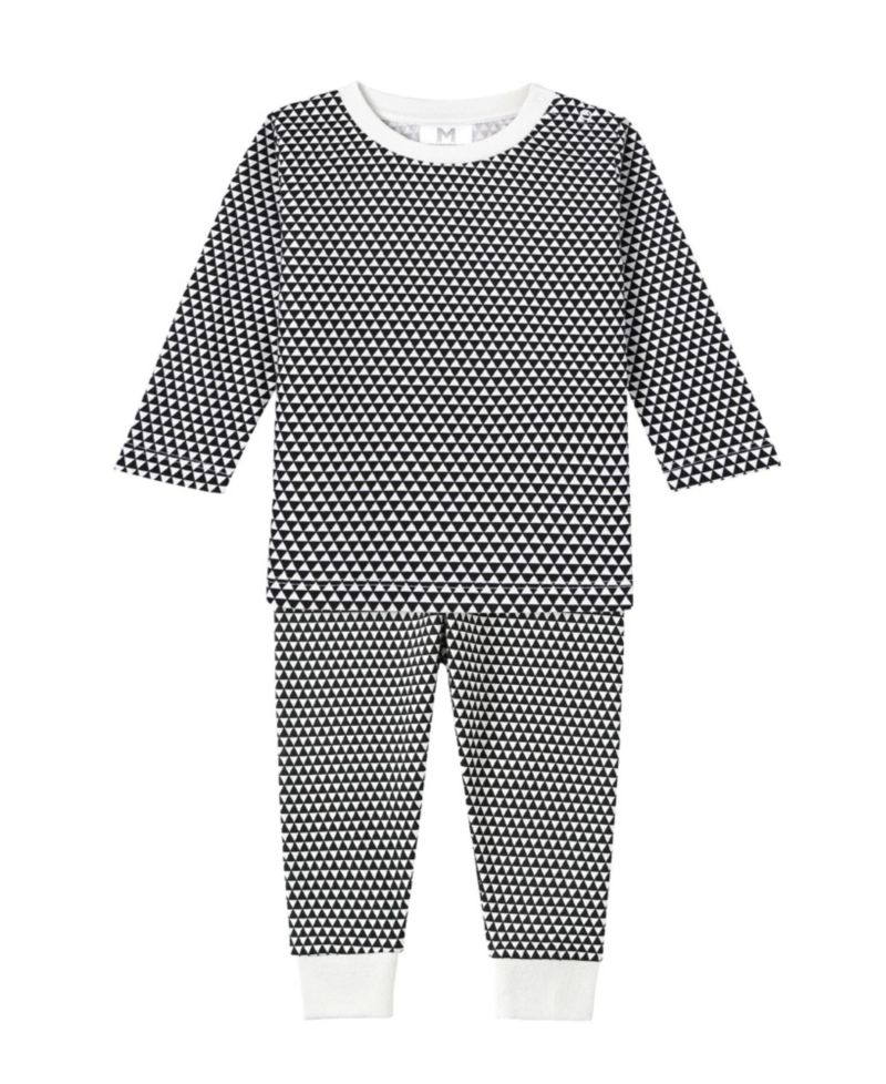 Organic Cotton 2PC Pajama Set, Erawan (Grey & White)