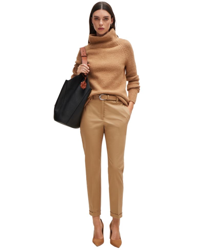 BOSS by Women's Stretch-Cotton Twill Regular-Fit Pants