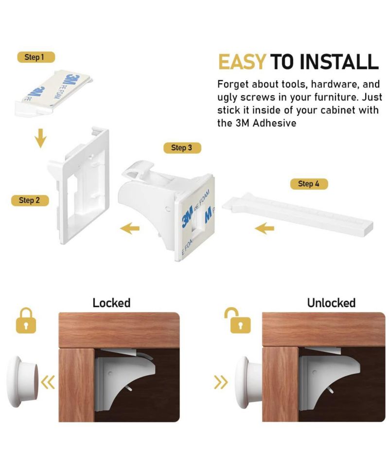 Toddler Proof Me | Magnetic Safety Lock Kit (12 Locks + 3 Keys)