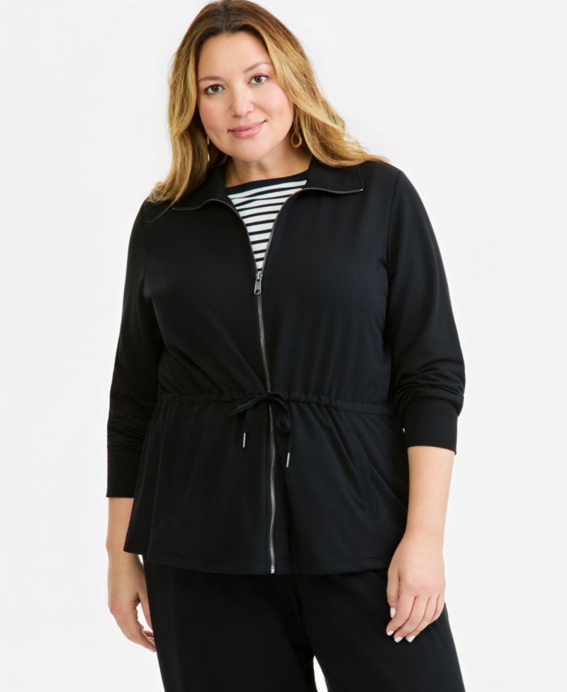 Plus Size LuxLounge French Terry Zip-Up Jacket