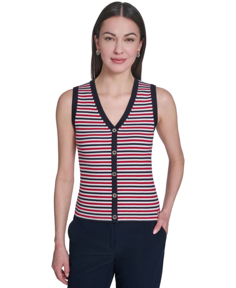 Women's V-Neck Striped Sweater