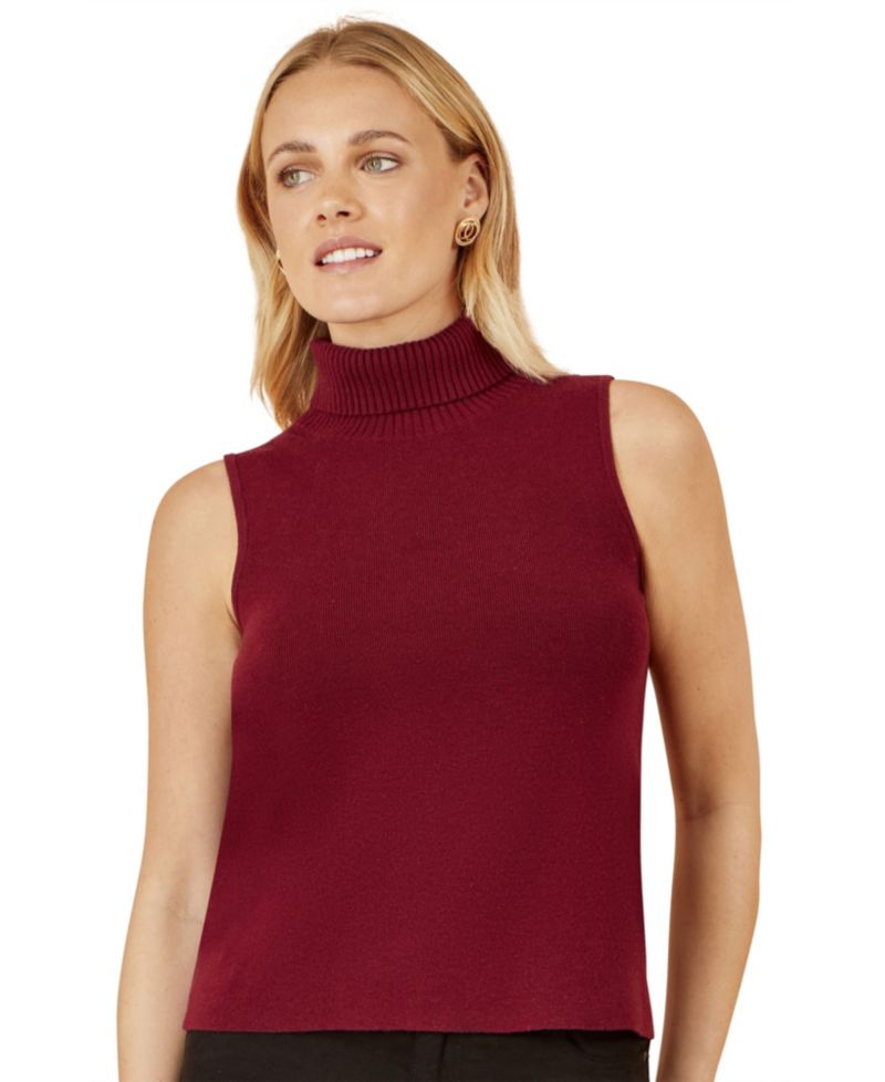 Women's High Neck Knitted Sleeveless Sweater