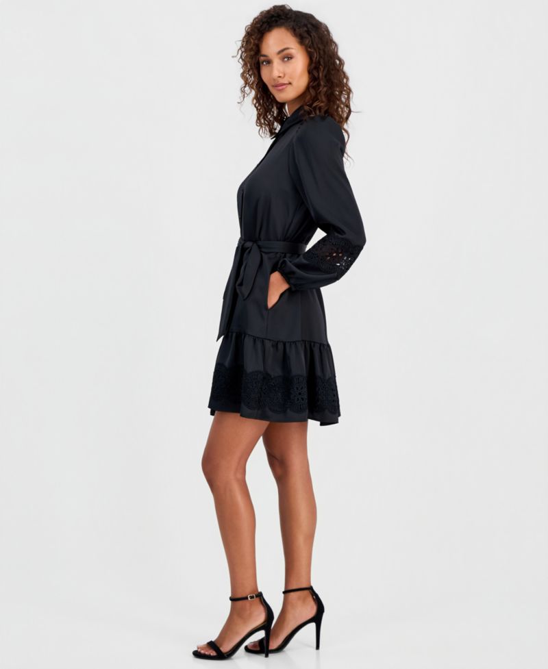 Women's Tiered Belted Shirtdress