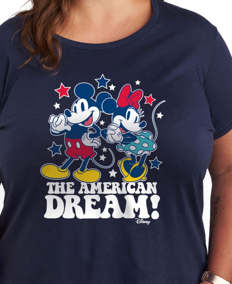 Plus Size Disney Mickey The American Dream Graphic T-Shirt