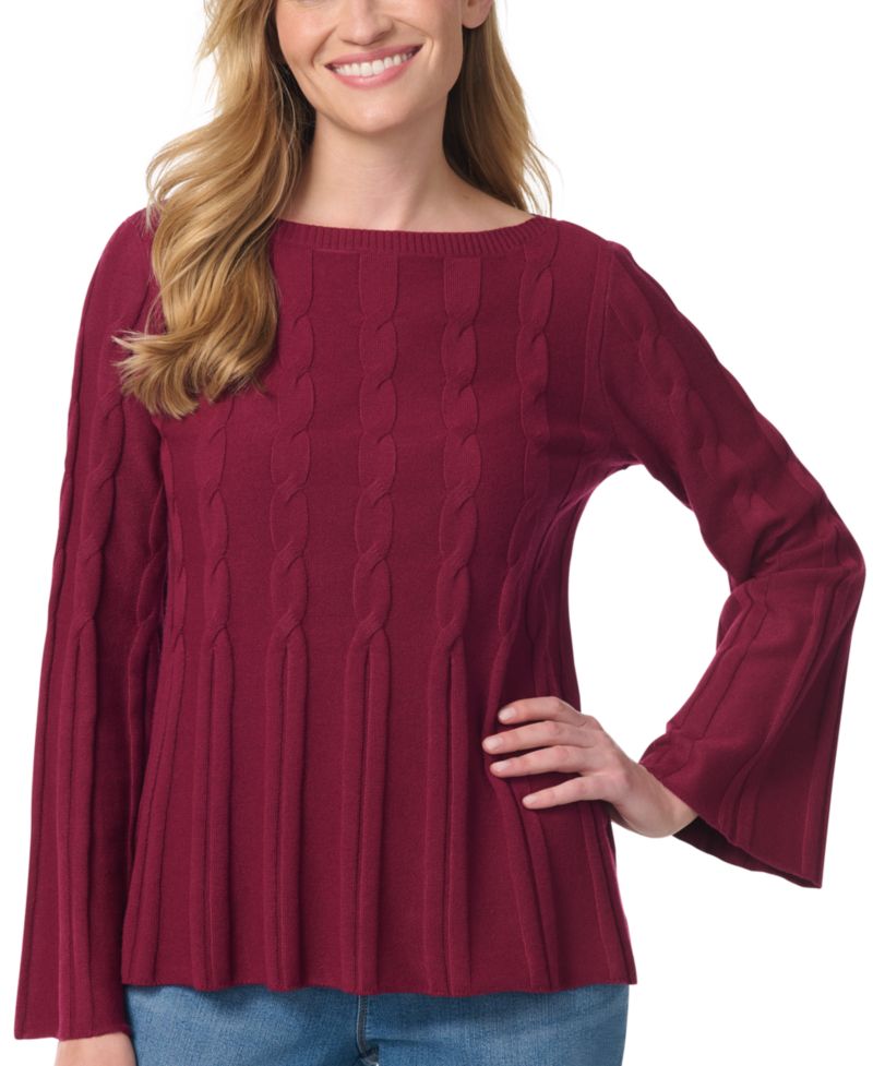 Women's Maren Cable-Knit Boat Neck Bell Sleeve Sweater
