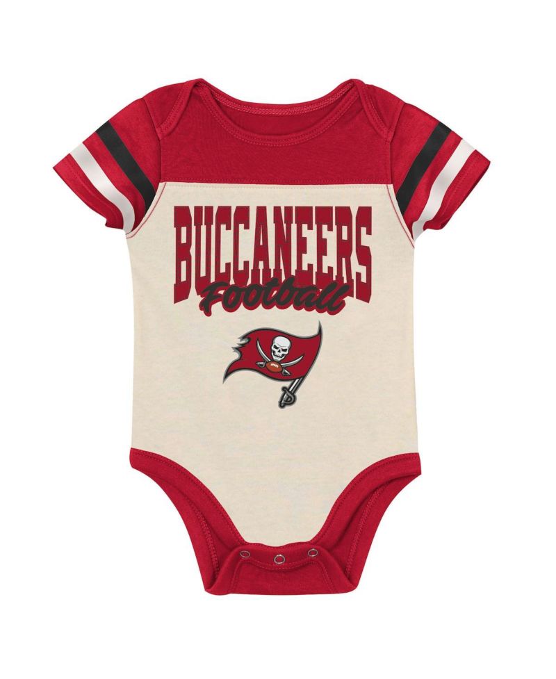 Boys and Girls Tampa Bay Buccaneers Up One 3 Piece Bodysuit and Bib Booties Set