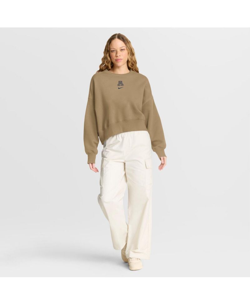Women's Tan Arizona Wildcats Oversized Phoenix 2-Hit Pullover Sweatshirt