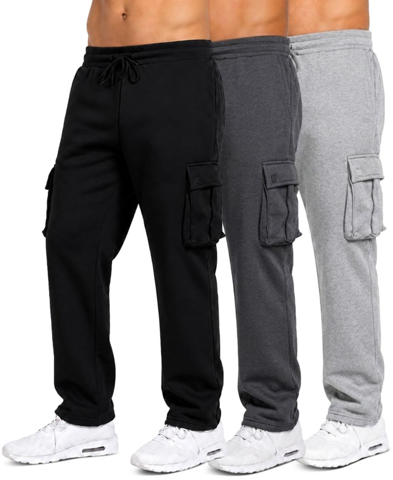 Men's Fleece-lined Cargo Sweatpants, 3-Piece