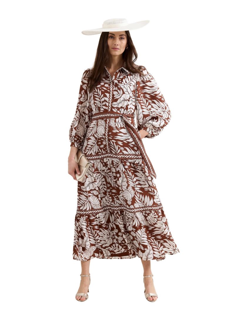 Women's Floral Print Midi Shirt Dress
