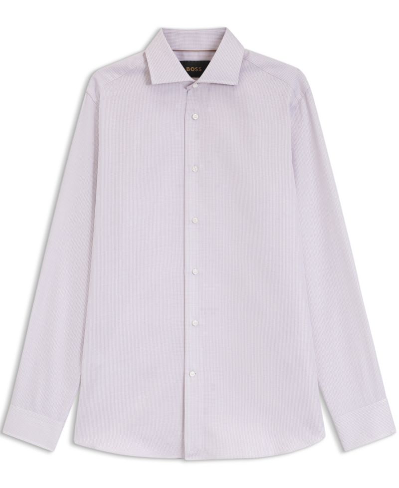 BOSS by Men's Cotton Fine-Striped Regular-Fit Dress Shirt