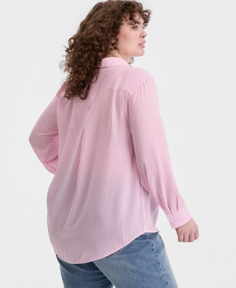 Trendy Plus Size Button-Front Crepe Shirt