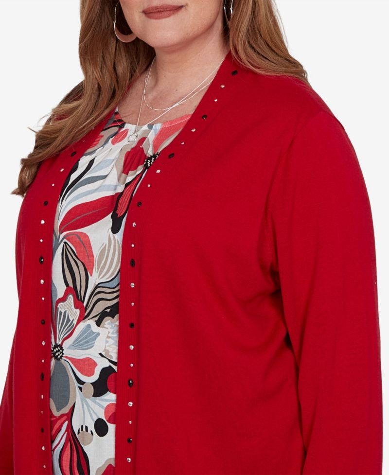 Plus Size Shawl Collar 3/4-Sleeve Cardigan Sweater