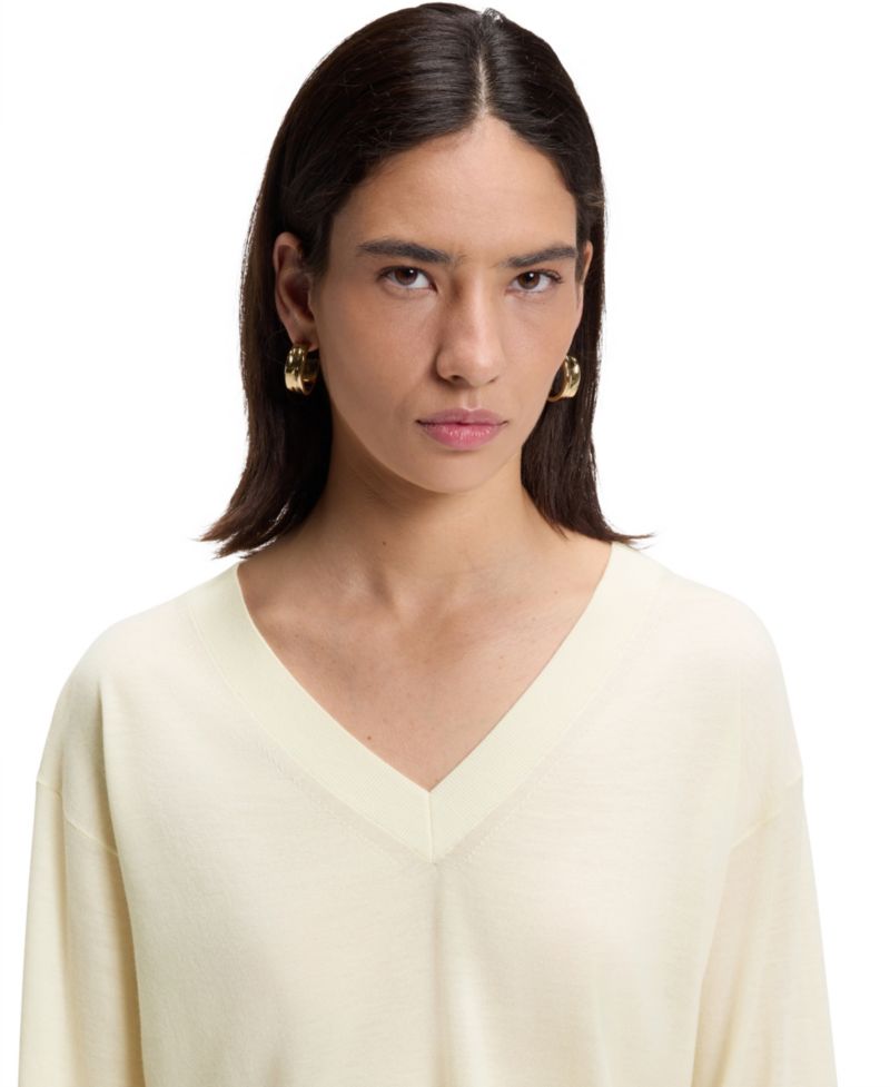 BOSS by Women's Merino Wool Relaxed-Fit V-Neck Sweater
