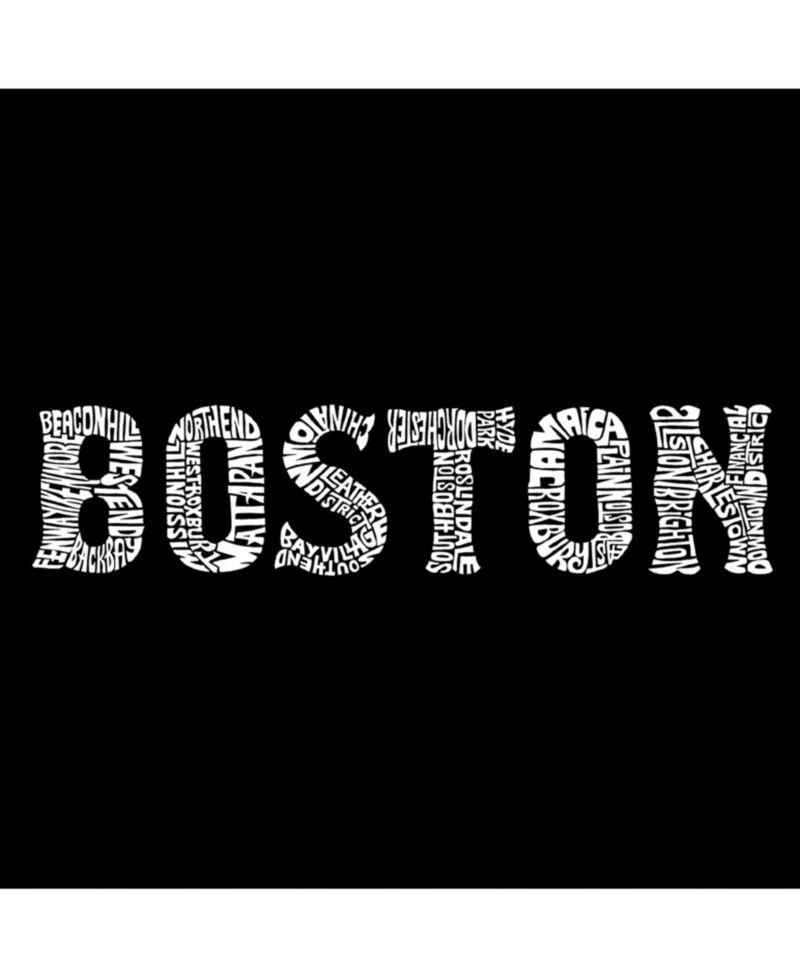 Men's Word Art Long Sleeve T-Shirt - Boston Neighborhoods