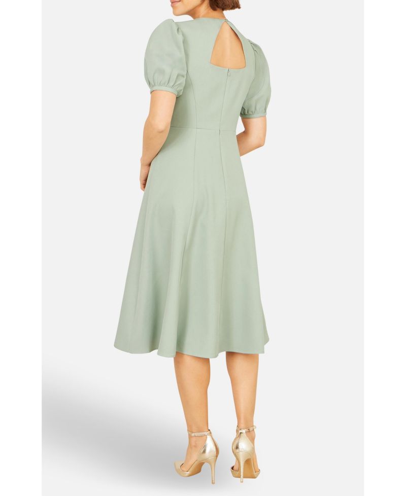 Women's Buckle Detail Short Sleeve Skater Dress
