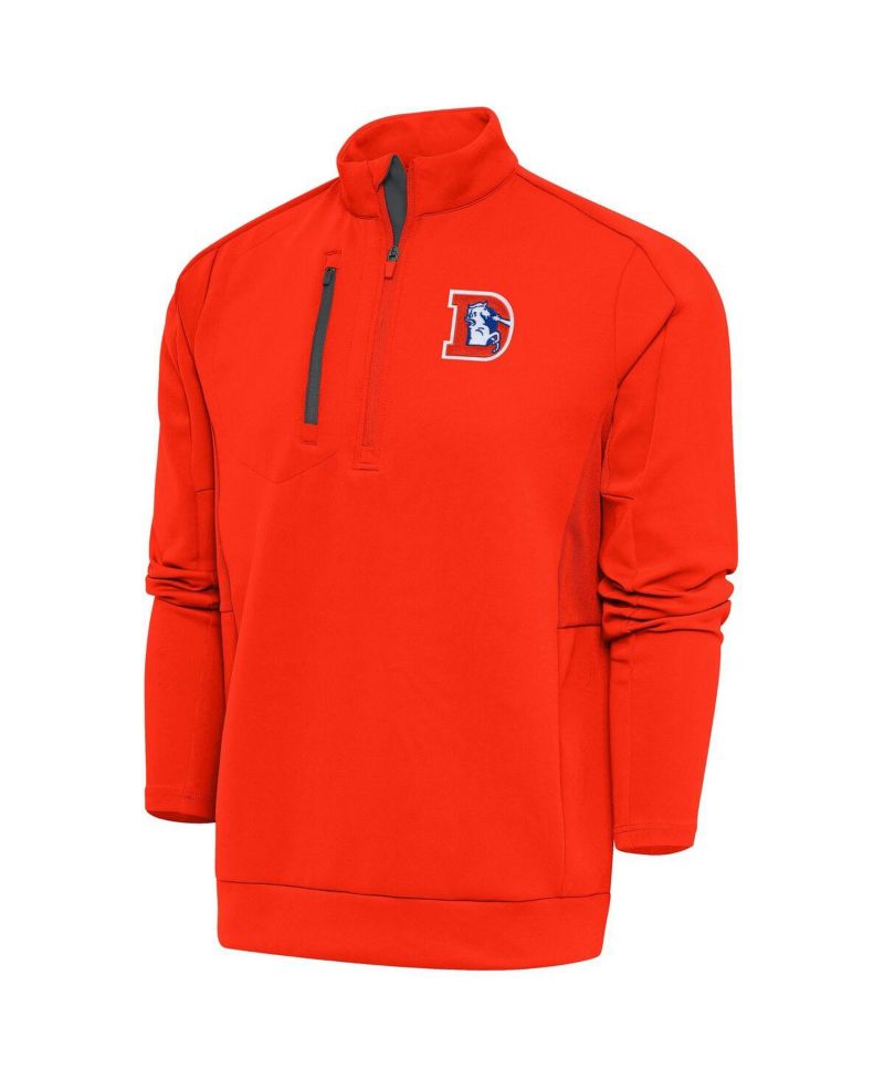 Men's Orange Denver Broncos Team Logo Throwback Generation Quarter-Zip Pullover Sweatshirt