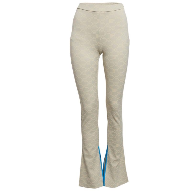 Women's Neutral Cream Monogram Jersey Slit Detail Leggings