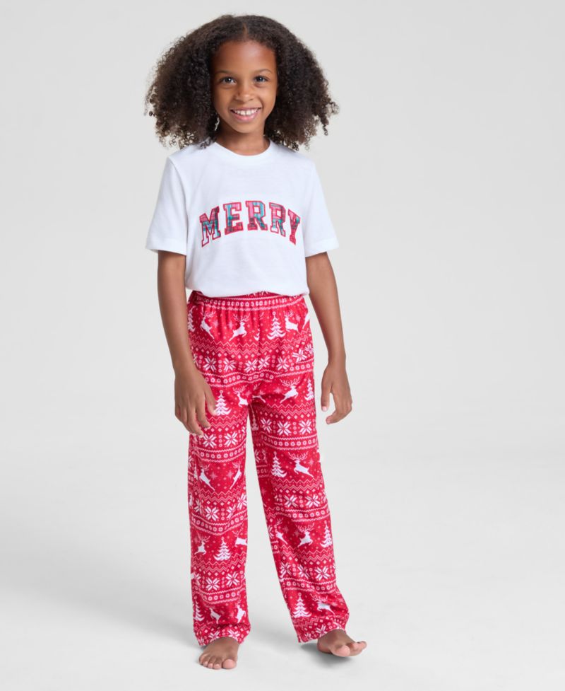 Kids 2T-16 Deer Fair Isle Fleece Pajama Pants