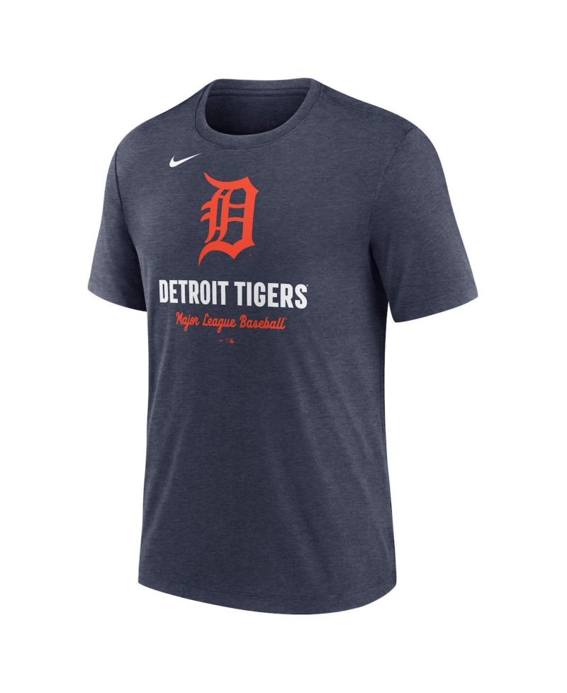 Men's Heather Navy Detroit Tigers Logo Tri-Blend T-Shirt