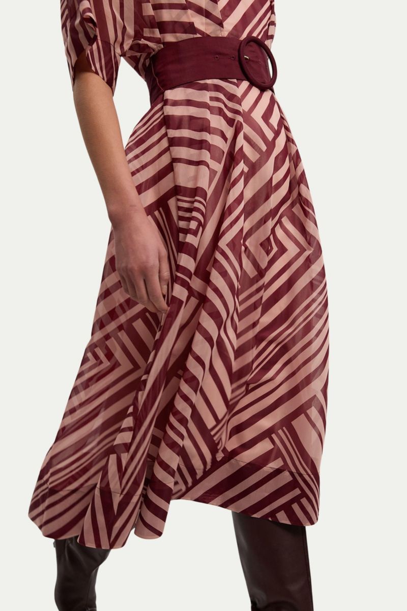 Women's Printed 3/4 Sleeve Plunge Midi Dress