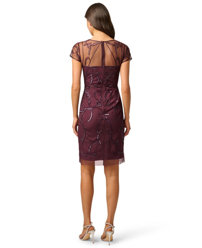 Women's Beaded Short-Sleeve Sheath Dress