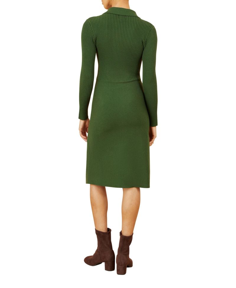 Women's Belted Rib Knit Midi Dress With Pockets