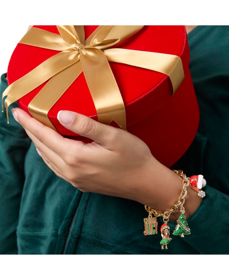 Holiday Charm Bracelet, Gold&acirc;€‘Tone Enamel Christmas Motifs
