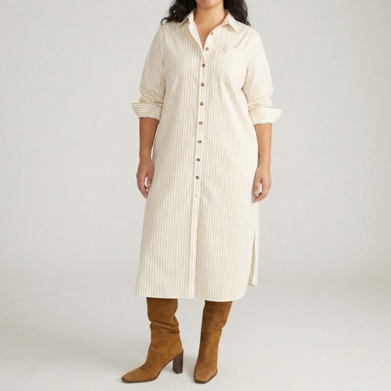 Women's Plus Size Odeon Stretch Poplin Shirtdress