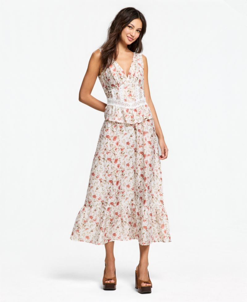 Women's Corset Peplum Maxi Dress