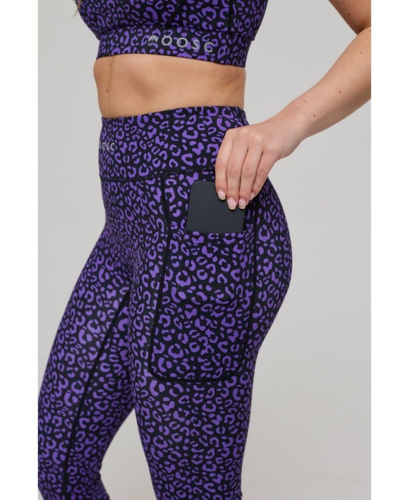 Women's Infinite High Waisted Leggings - Purple Leopard