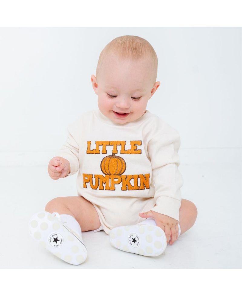 Baby Girl and Boy Little Pumpkin Patch Long Sleeve Romper