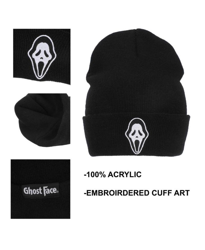 Men's Embroidered Face Logo On Black Cuff Beanie