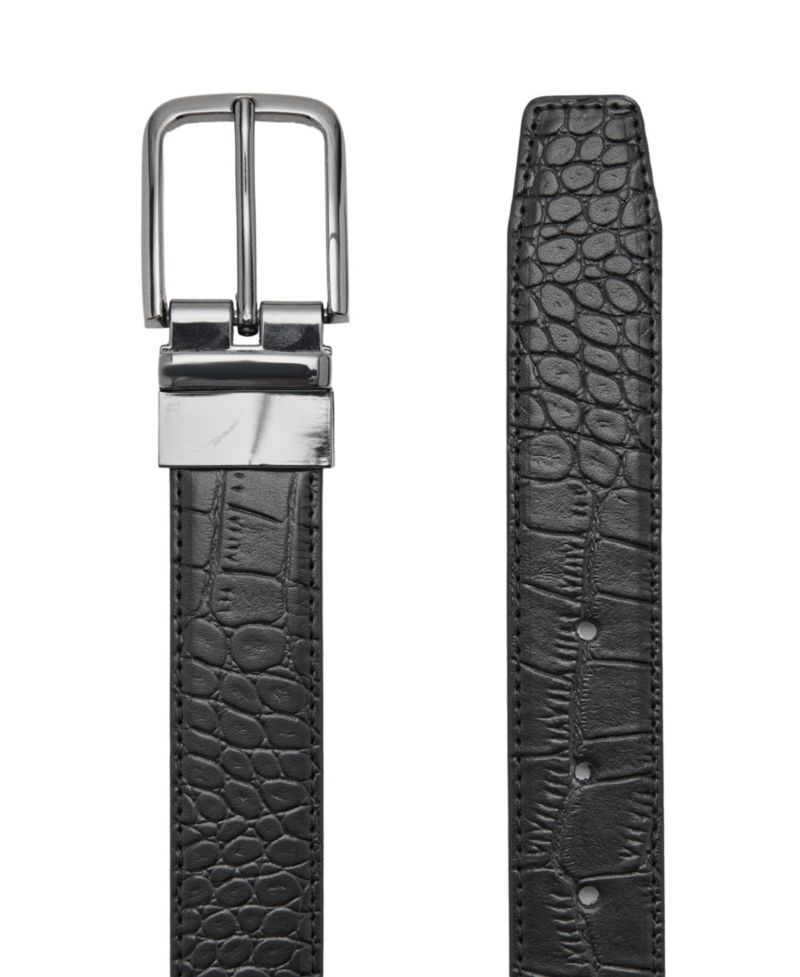 Men's Croc-Effect Leather Belt