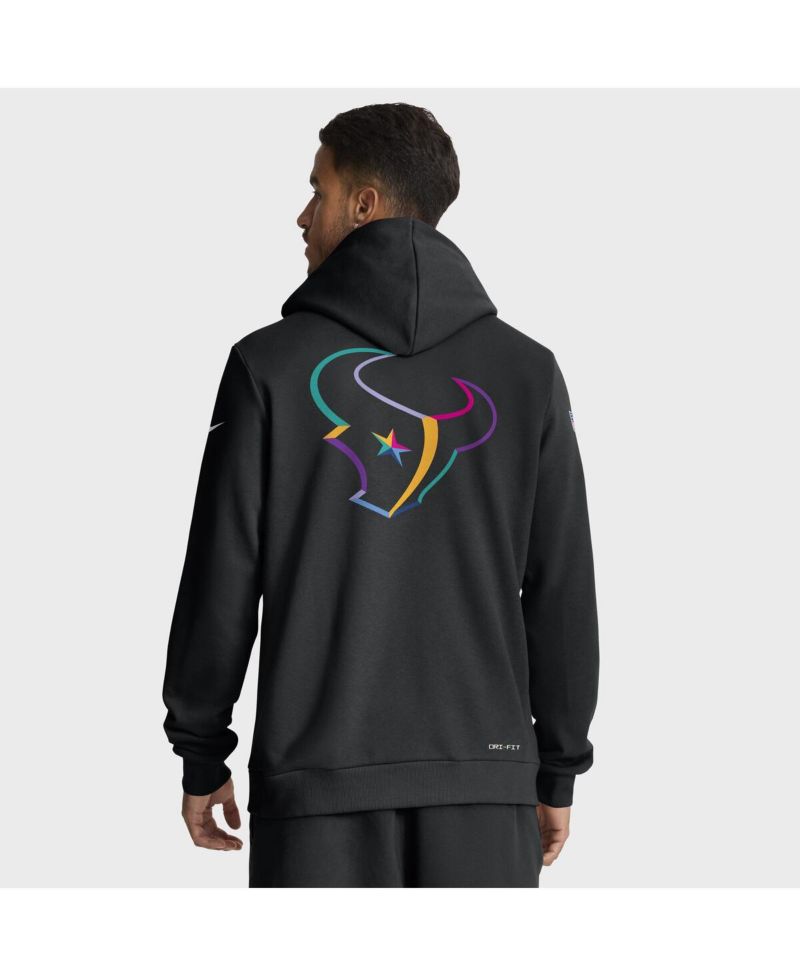 Men's Black Houston Texans 2025 NFL Crucial Catch Sideline Standard Issue Dri-FIT Hoodie