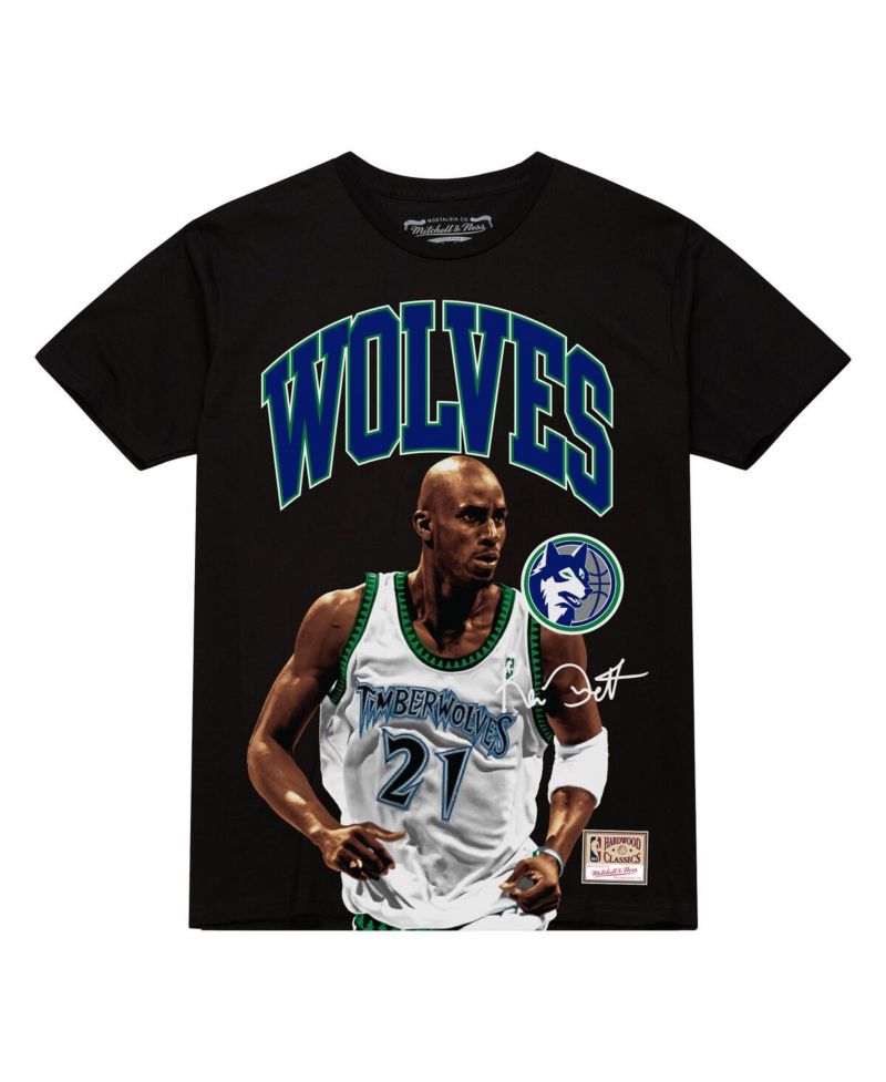 Men's Kevin Garnett Black Minnesota Timberwolves Hardwood Classics Player Arch T-Shirt