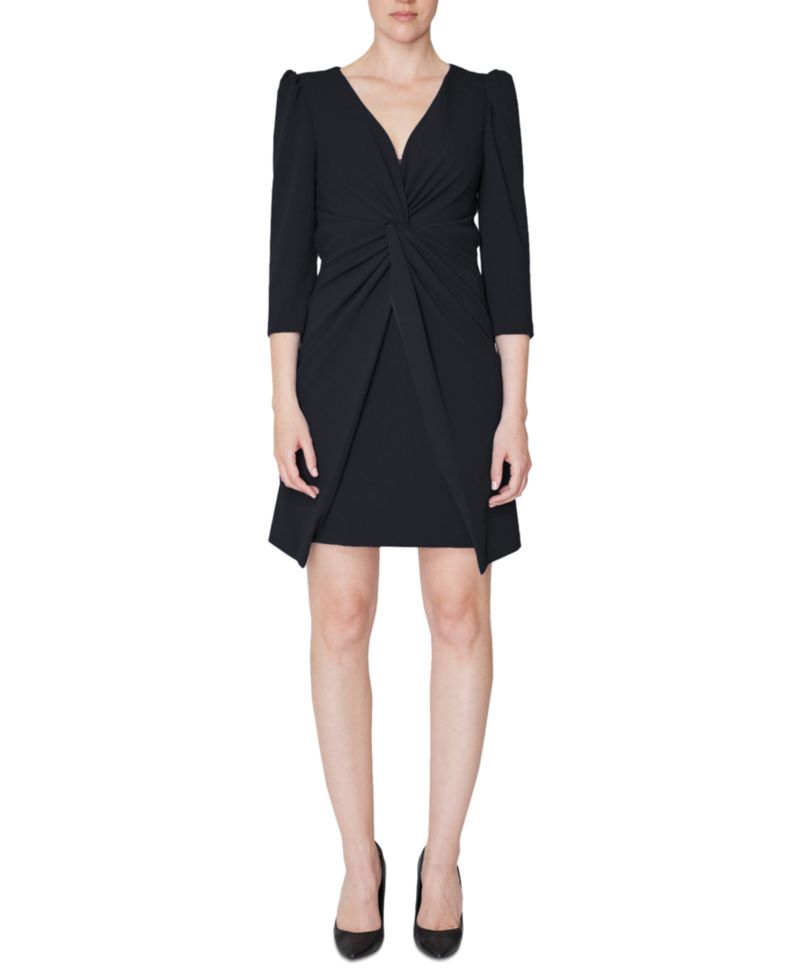 Women's Puffed-Shoulder Twist-Front Dress