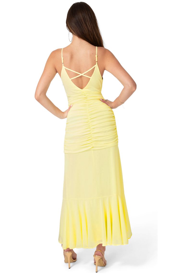 Women's Ruched Chiffon Cascade Gown