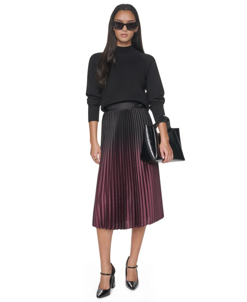 Women's High-Waisted Pleated Midi Skirt